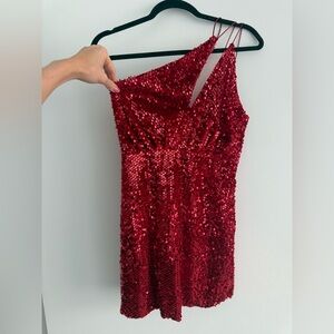 Zara One Shoulder Dress in Elegant Red
